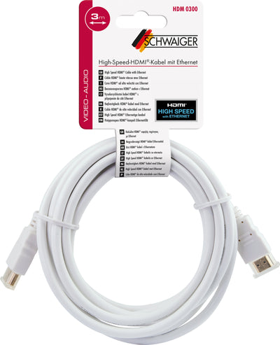 HDMI®-Kabel mit Ethernet 18 Gbit/s weiß/gold 1,5/3 m