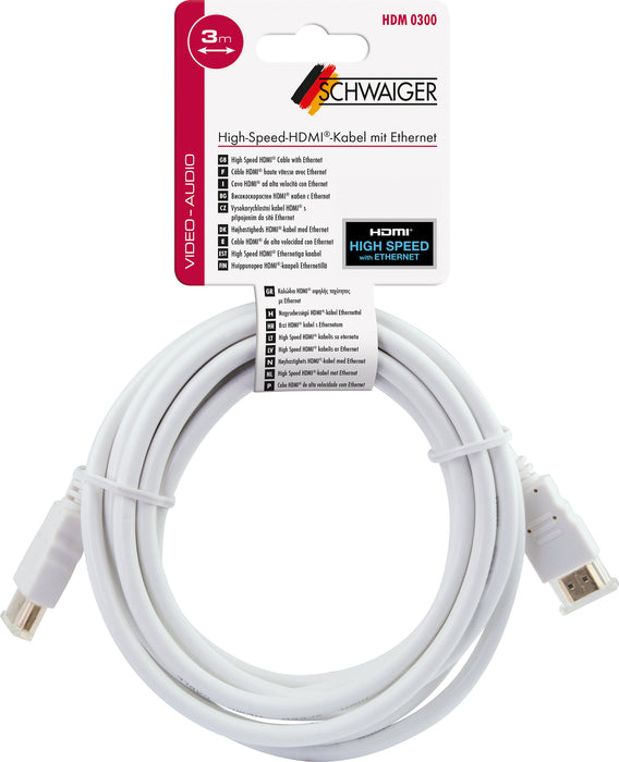 HDMI®-Kabel mit Ethernet 18 Gbit/s weiß/gold 1,5/3 m