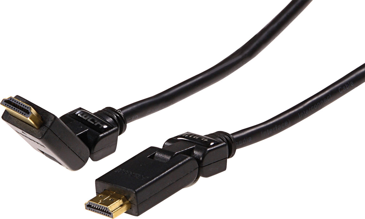 HDMI®-Kabel mit Ethernet 180° drehbar 18 Gbit/s schwarz/gold 1,5 m