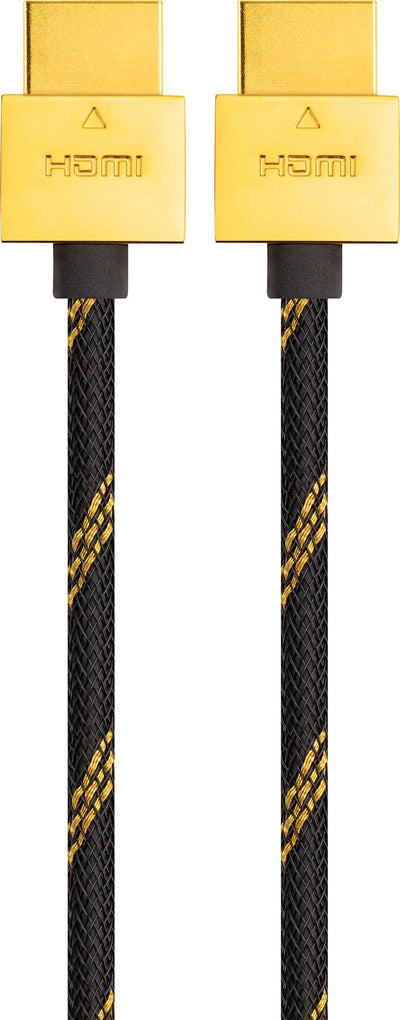 HDMI®-Kabel Slim Nylon mit Ethernet 18 Gbits/s schwarz/gold 1,5/2,5 m