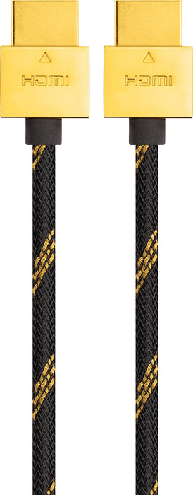 HDMI®-Kabel Slim Nylon mit Ethernet 18 Gbits/s schwarz/gold 1,5/2,5 m