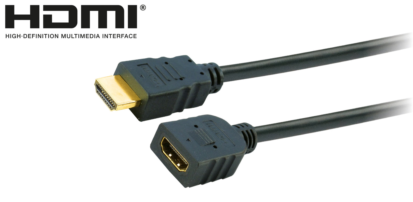 HDMI®-Verlängerungskabel mit Ethernet 18 Gbit/s schwarz/gold 1,5 m