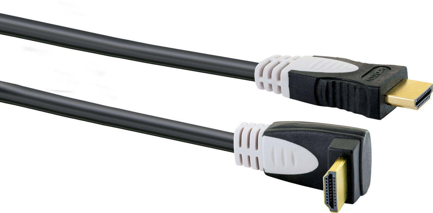 HDMI®-Kabel gewinkelt mit Ethernet 18 Gbits/s grau/schwarz 1,5/3 m