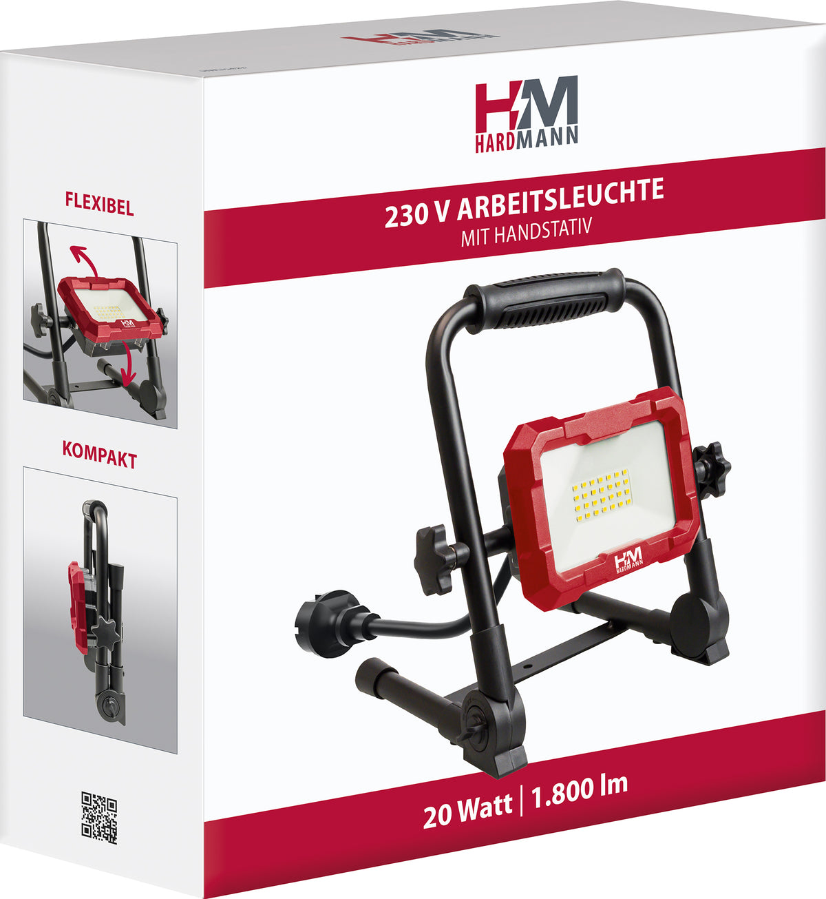 Hardmann Baustrahler mit Handstativ kabelgebunden
