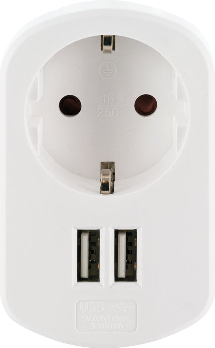 Ladegerät mit Steckdose + 2x USB-A