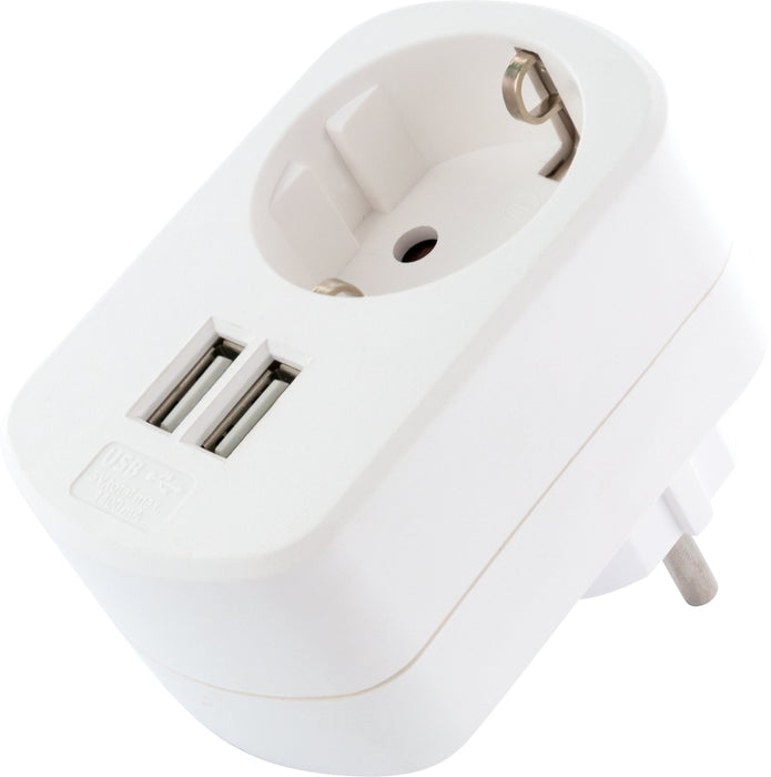 Ladegerät mit Steckdose + 2x USB-A