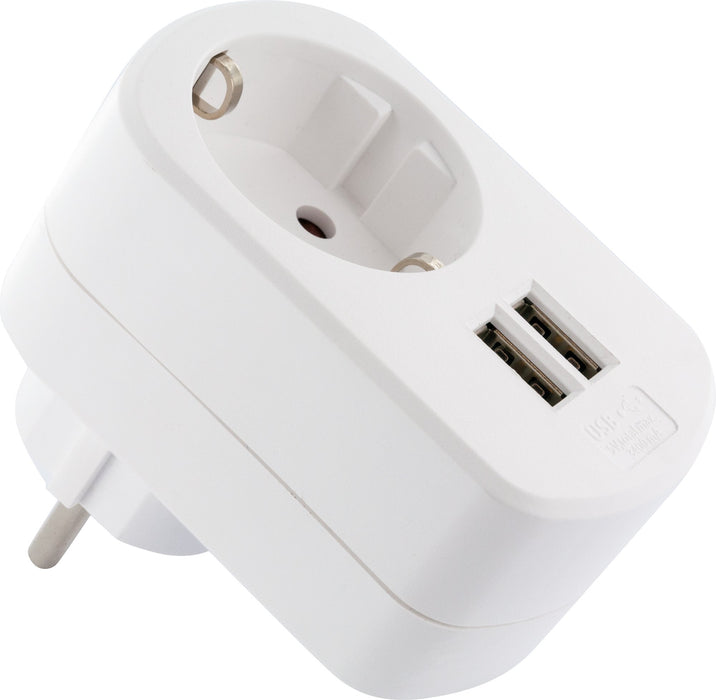 Ladegerät mit Steckdose + 2x USB-A