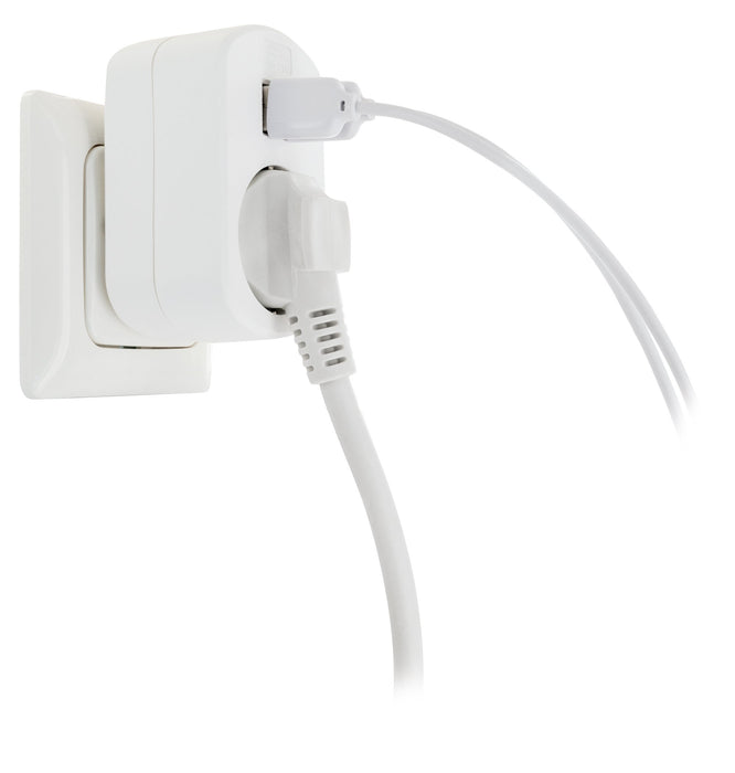Ladegerät mit Steckdose + 2x USB-A