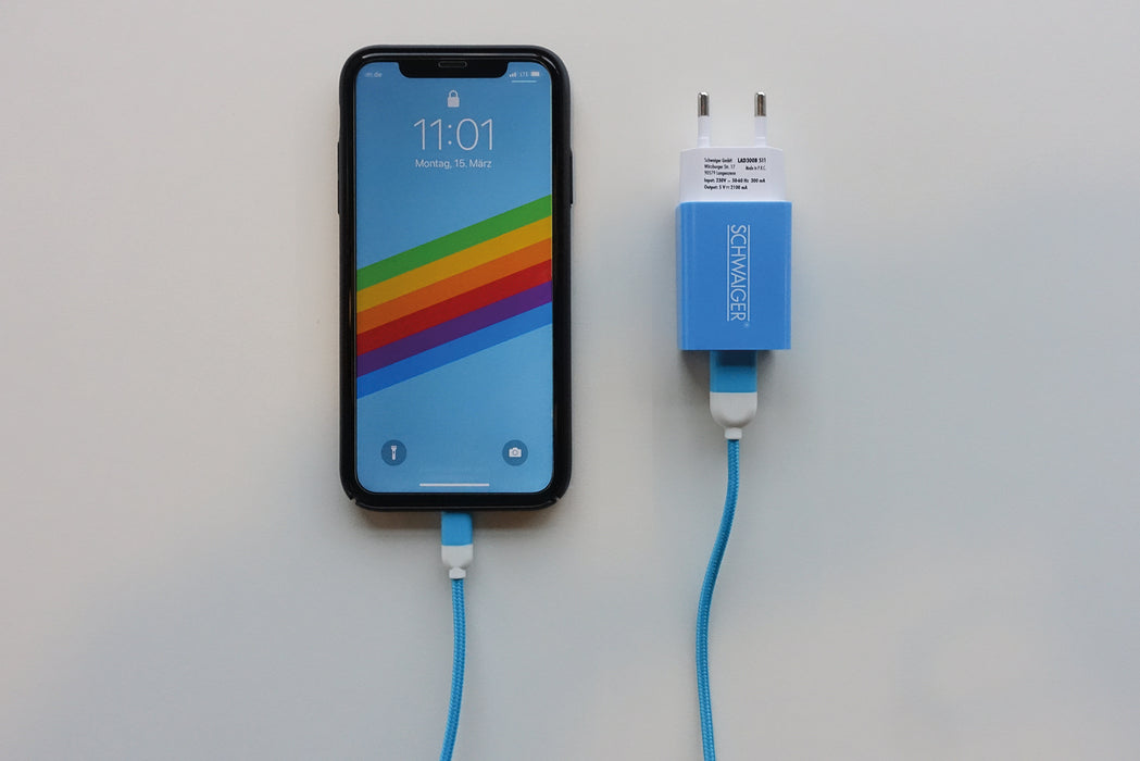 Ladegerät USB 2.0 A Pink/Blau