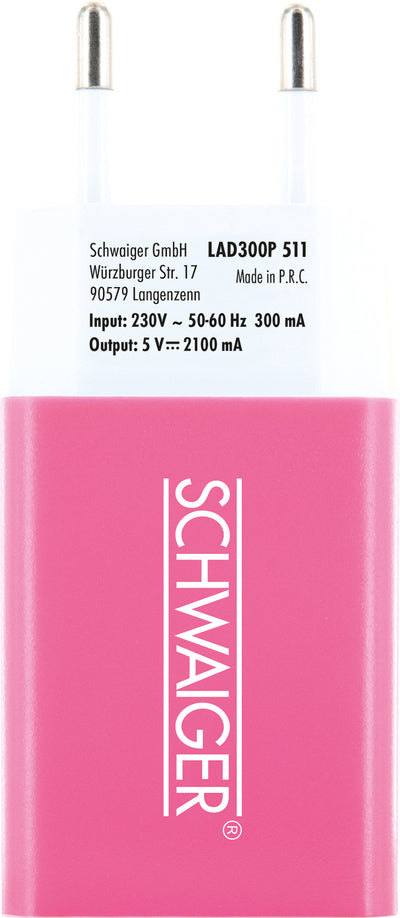 Ladegerät USB 2.0 A Pink/Blau