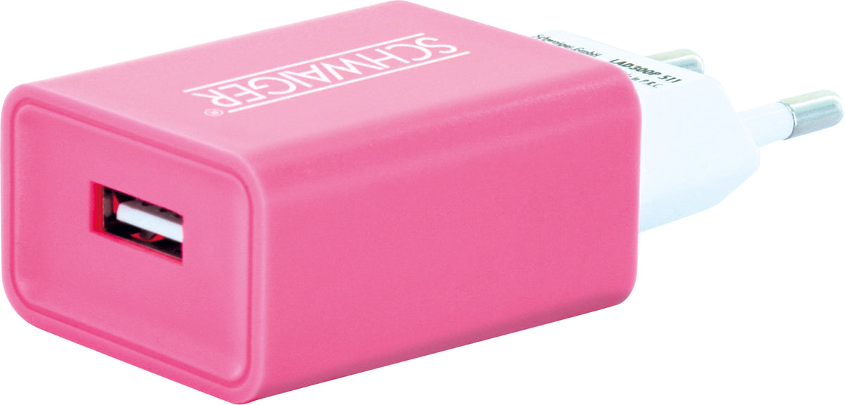 Ladegerät USB 2.0 A Pink/Blau