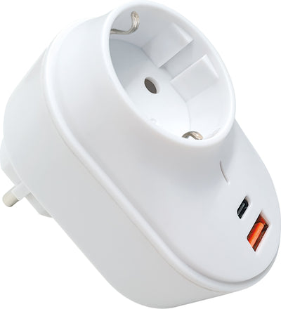 Socket adapter with USB-C + USB-A slot 230V