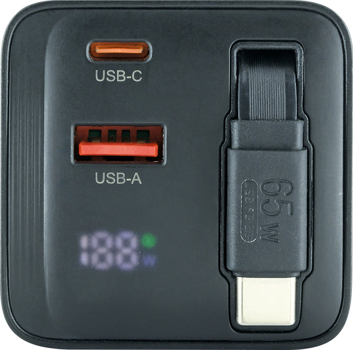 Schnell-Ladegerät mit ausziehbarem Kabel 65W