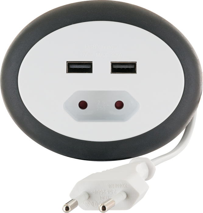 Kabeltrommel Eurostecker 2x USB-A Slots