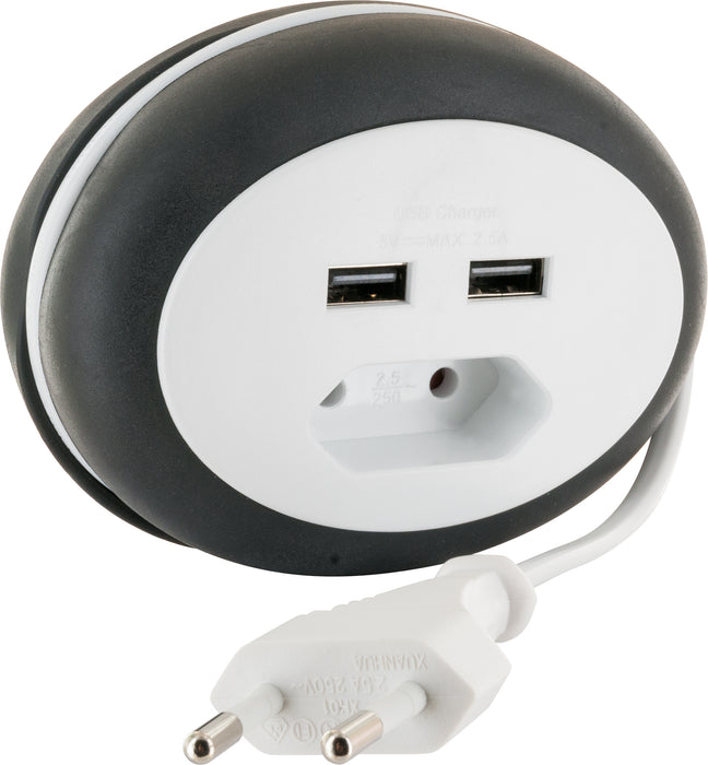 Kabeltrommel Eurostecker 2x USB-A Slots