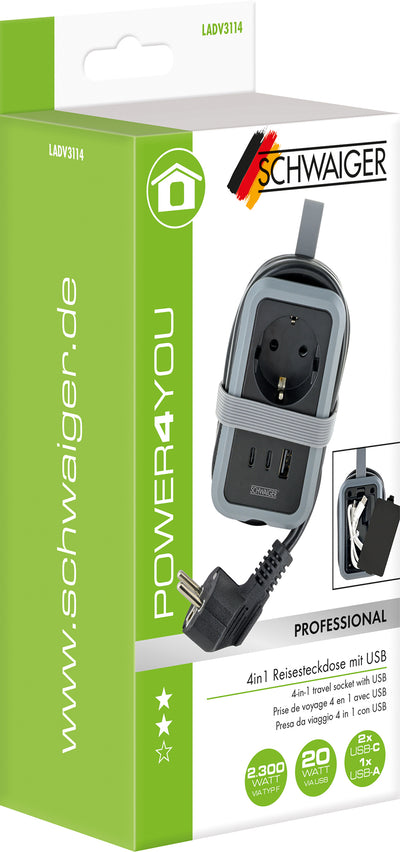 Reisesteckdose EU mit USB A + C