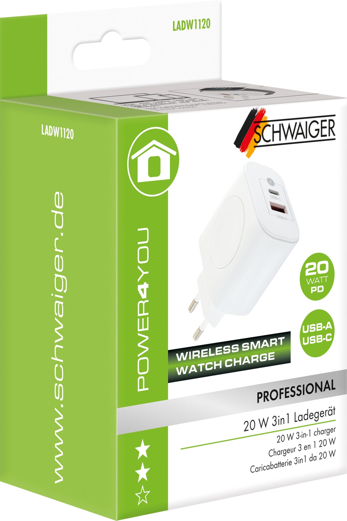 Ladeadapter SmartWatch USB-C & A 20W