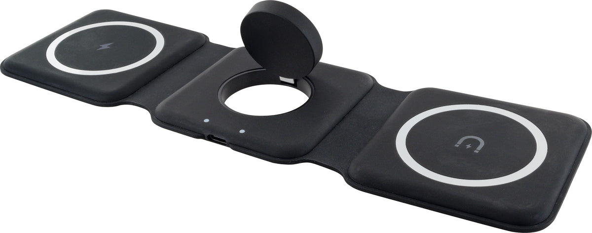Foldable QI charging station for 3 devices
