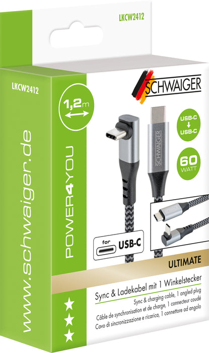 Ladekabel USB-C mit Winkelstecker (1,2 / 2 m)