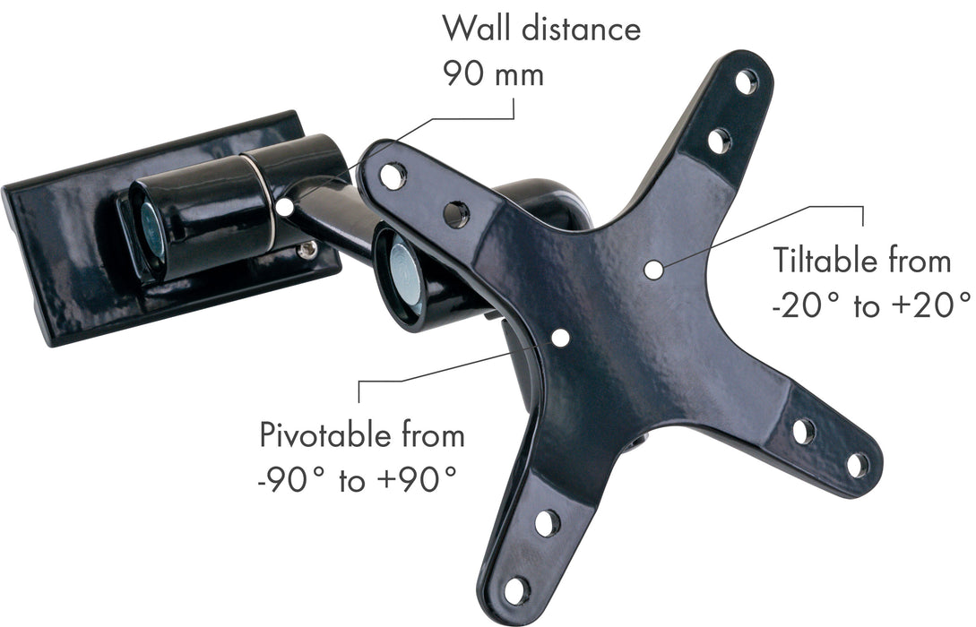 TV wall mount (2 joints), swivelling, tilting, up to 18kg / 30" (VESA 100x100)