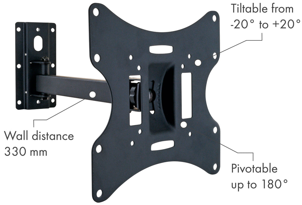 TV wall mount (2 joints), tiltable, swivelling, up to 30kg / 42" (VESA 200x200)