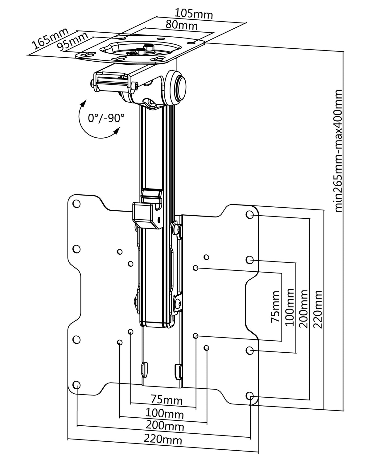 TV ceiling and sloping ceiling bracket "MOTION 7"