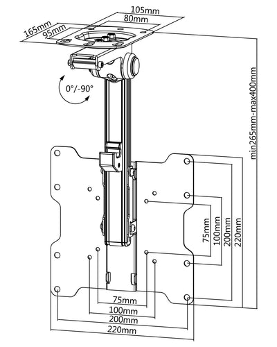 TV ceiling and sloping ceiling bracket "MOTION 7"