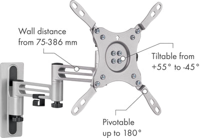 TV wall mount for campers, can be tilted, rotated & swiveled up to 30 kg / 43"