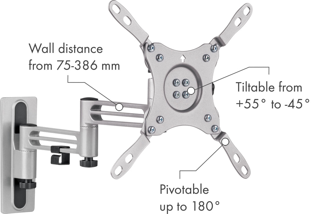TV wall mount for campers, can be tilted, rotated & swiveled up to 30 kg / 43"