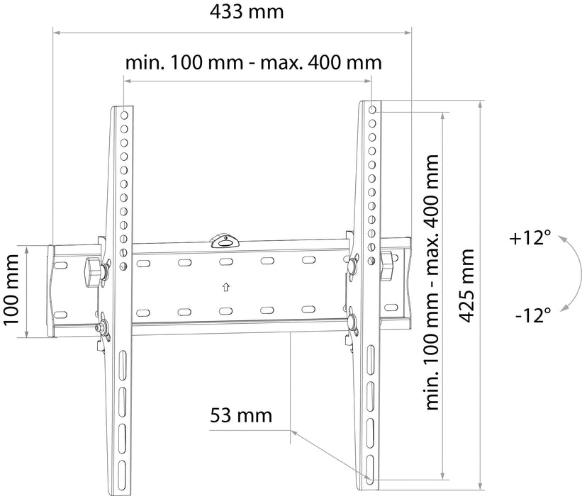 TV wall mount "TILT 4", tiltable, up to 40kg / 75" (VESA 400x400)