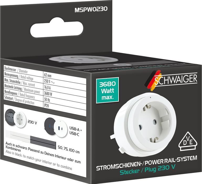 Steckdosen-/USB-Adapter für Stromschienen