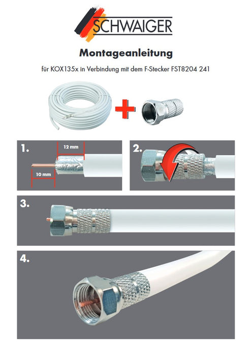 Koaxialkabel 50 m mit F-Steckern 135 dB