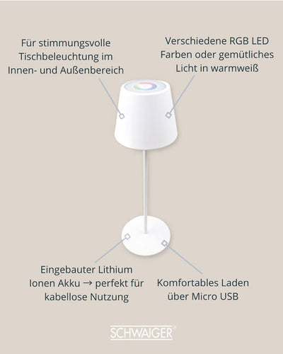 Tischleuchte mit Touchsteuerung aus Metall Weiß/Schwarz