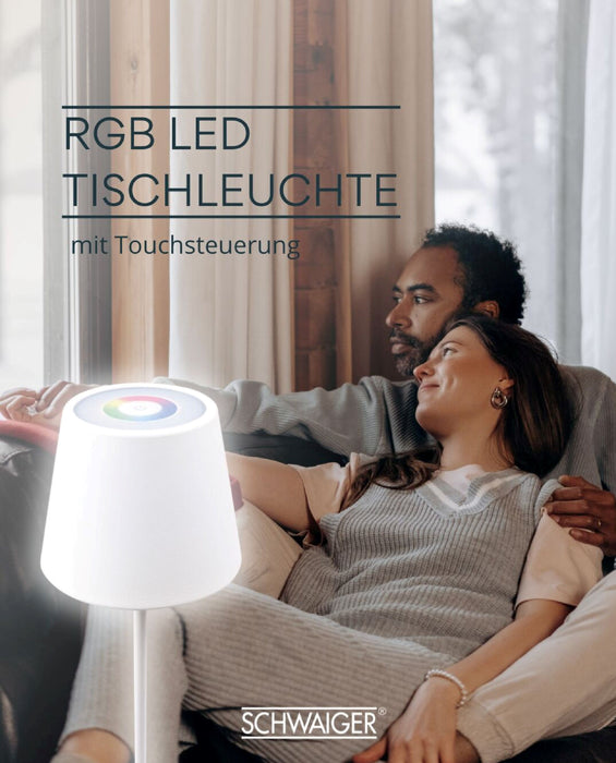 Tischleuchte mit Touchsteuerung aus Metall Weiß/Schwarz