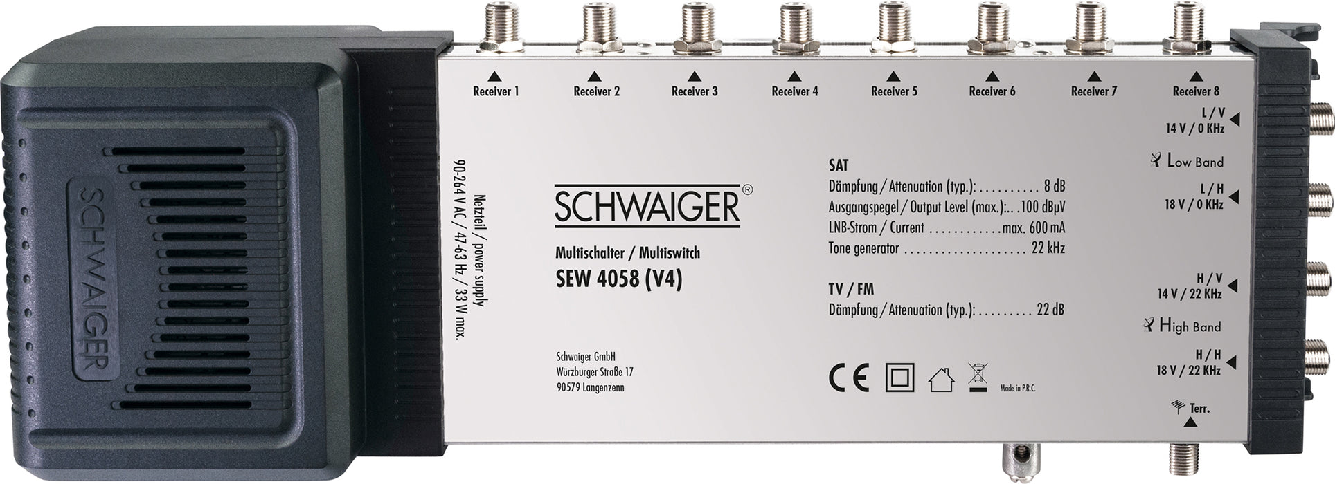 SAT Multischalter 5/8 mit integriertem Netzteil