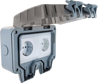 Außensteckdose für Winkelstecker 2-fach