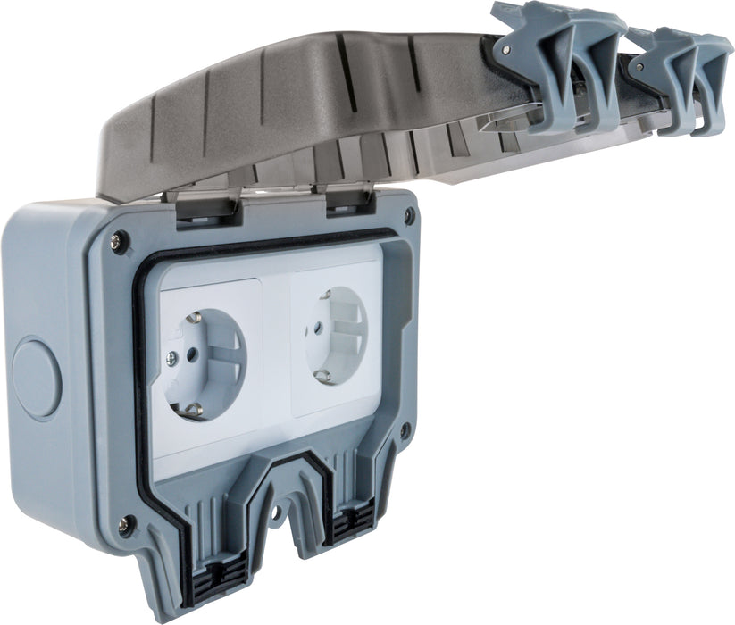 Außensteckdose für Winkelstecker 2-fach