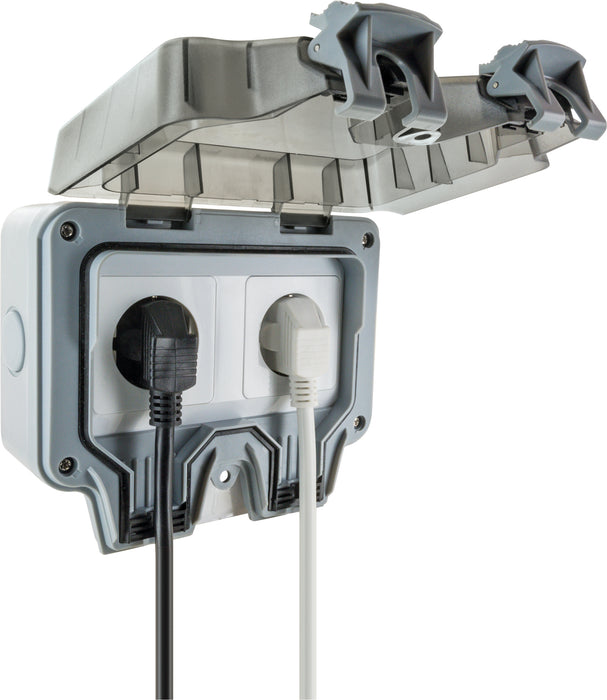 Außensteckdose für Winkelstecker 2-fach