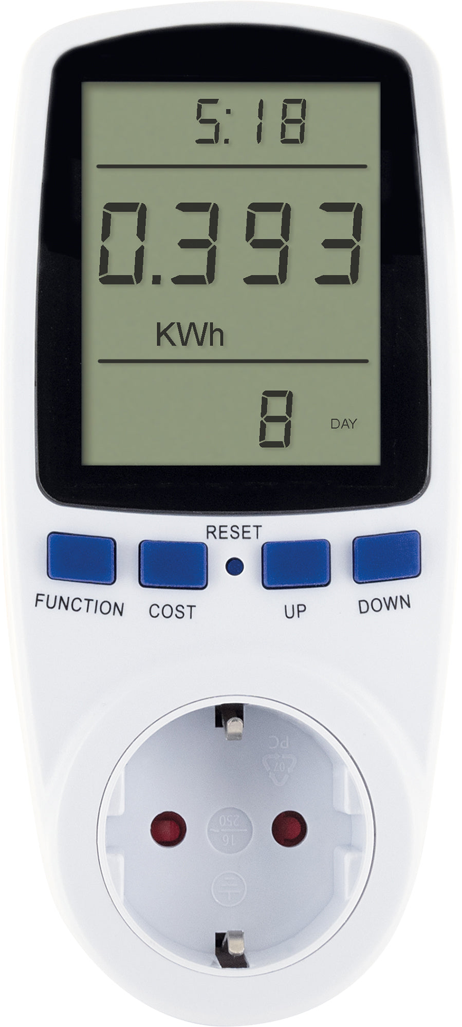 Energiekosten-/ Einspeisemessgerät mit beleuchtetem Display
