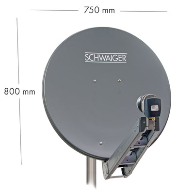 Satellitenanlage Set Anthrazit Aluminium 75 cm