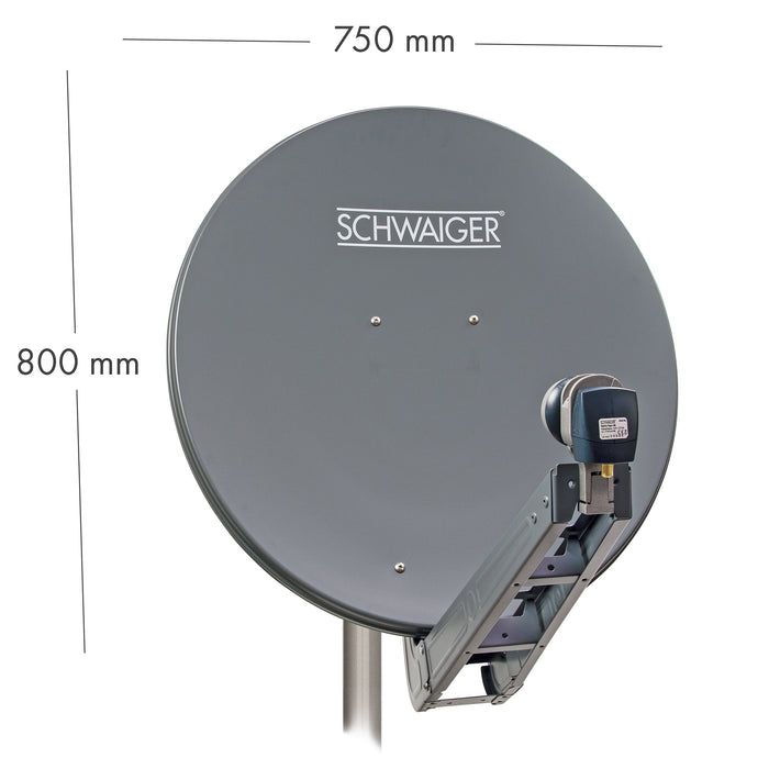 Satellitenanlage Set Anthrazit Aluminium 75 cm