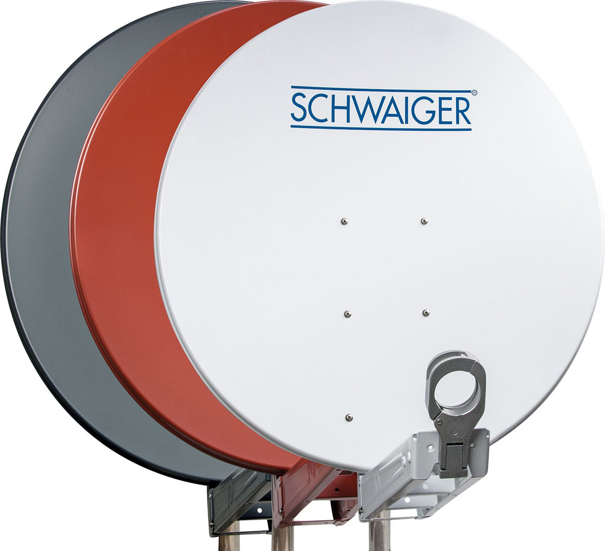 Aluminium Satellitenschüssel 90 cm Hellgrau/Rot/Anthrazit
