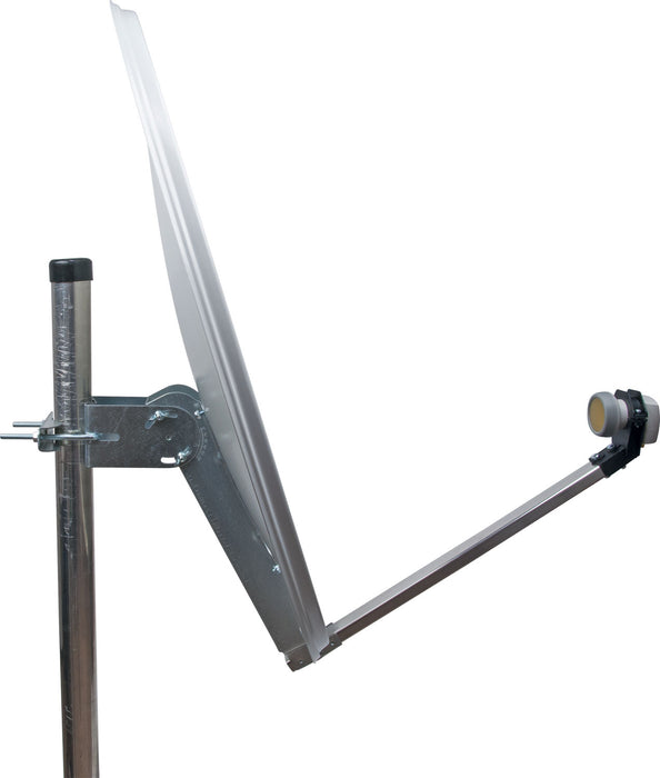 Aluminium Satellitenschüssel mit vormontiertem LNB-Tragarm 80 cm Hellgrau/Rot/Anthrazit