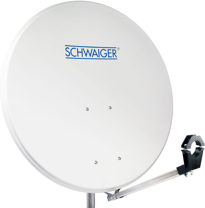 Aluminium Satellitenschüssel mit vormontiertem LNB-Tragarm 80 cm Hellgrau/Rot/Anthrazit