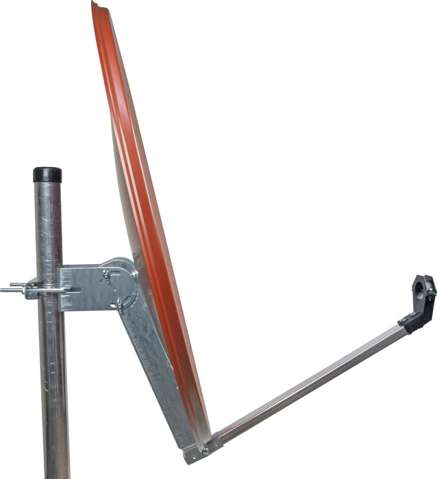 Aluminium Satellitenschüssel mit vormontiertem LNB-Tragarm 80 cm Hellgrau/Rot/Anthrazit