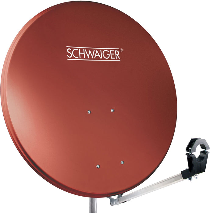 Aluminium Satellitenschüssel mit vormontiertem LNB-Tragarm 80 cm Hellgrau/Rot/Anthrazit
