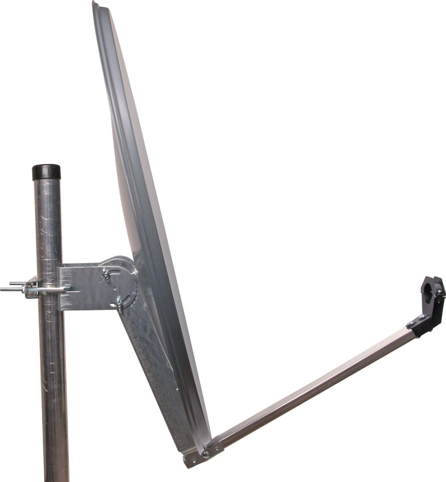 Aluminium Satellitenschüssel mit vormontiertem LNB-Tragarm 80 cm Hellgrau/Rot/Anthrazit