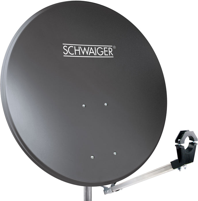 Aluminium Satellitenschüssel mit vormontiertem LNB-Tragarm 80 cm Hellgrau/Rot/Anthrazit
