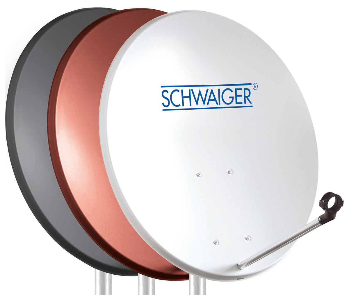 Satellitenschüssel Stahl Hellgrau/Rot/Anthrazit 55 cm