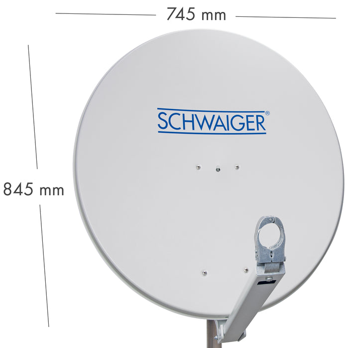 Aluminium Satellitenschüssel 80 cm Hellgrau/Rot/Anthrazit